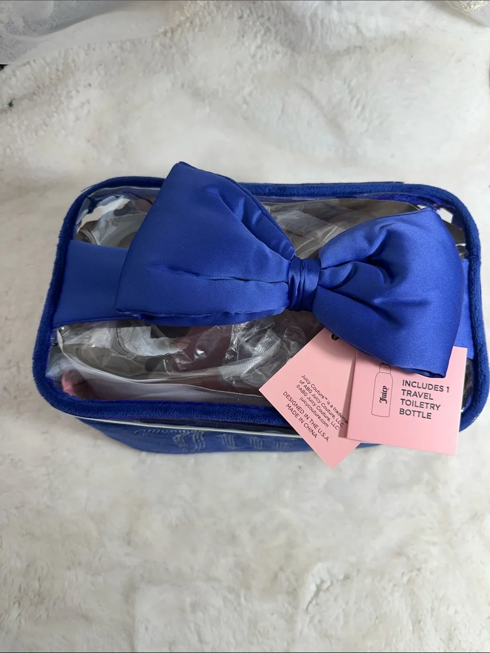 Juicy couture velour royal blue travel cosmetic bag